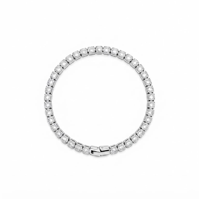 Sparkling Round Cut CZ Diamond Bracelet Silver Tone Adjustable Dainty Bracelets