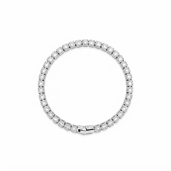 Sparkling Round Cut CZ Diamond Bracelet Silver Tone Adjustable Dainty Bracelets