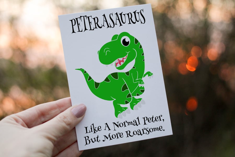 Personalised Name Birthday Card, Dinosaur Birthday Card, Nameasaurus Birthday