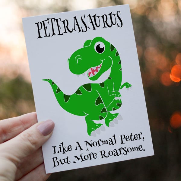 Personalised Name Birthday Card, Dinosaur Birthday Card, Nameasaurus Birthday