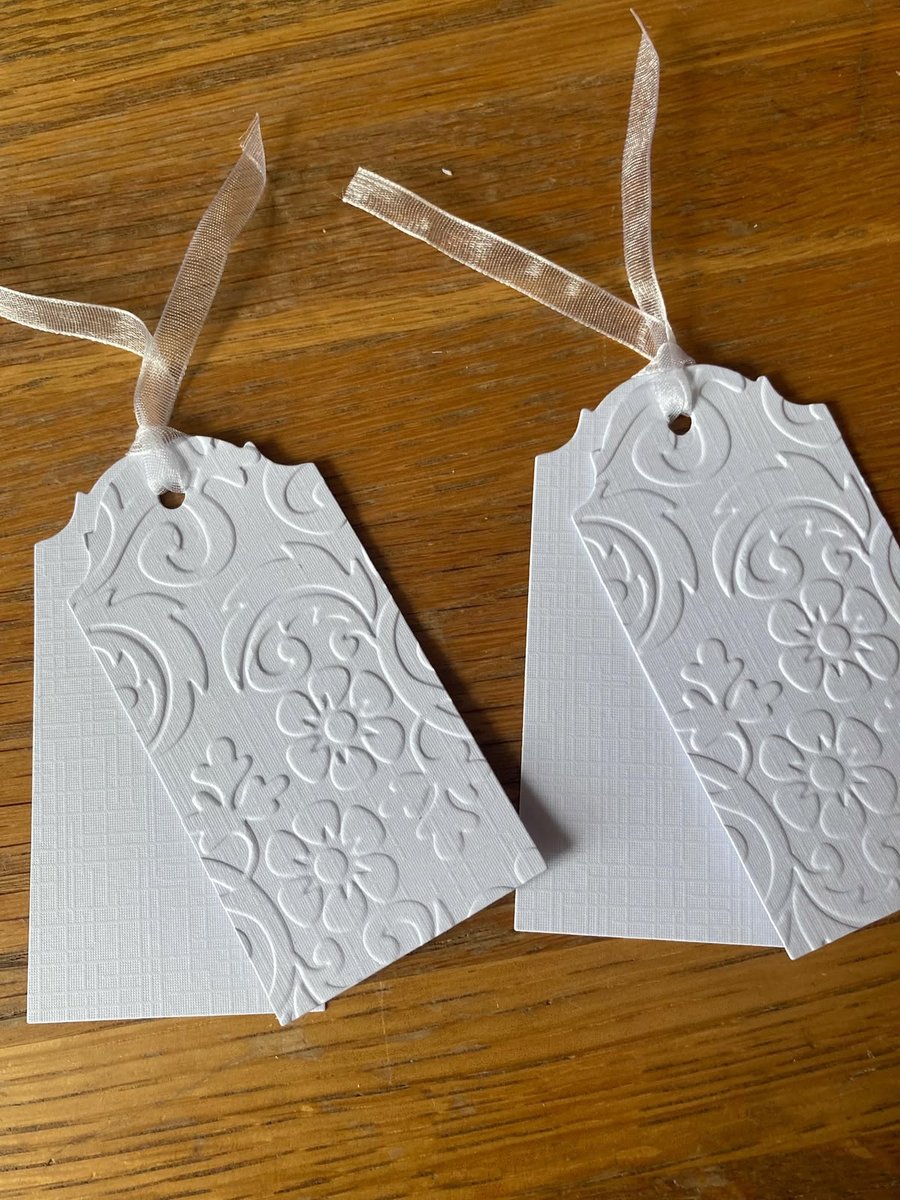 Handmade Linen Gift Tags with Chiffon Ribbon