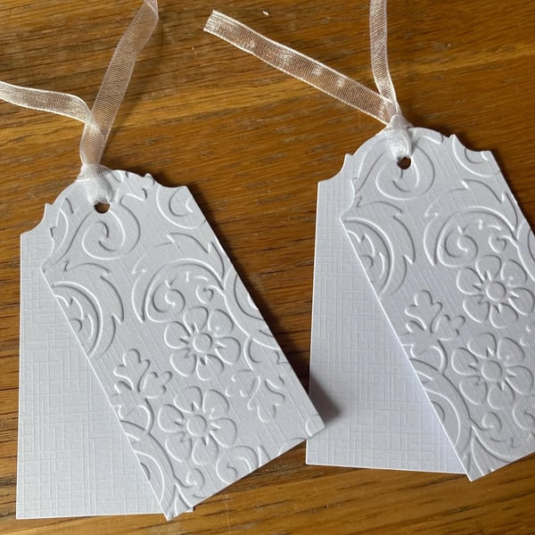 Handmade Linen Gift Tags with Chiffon Ribbon