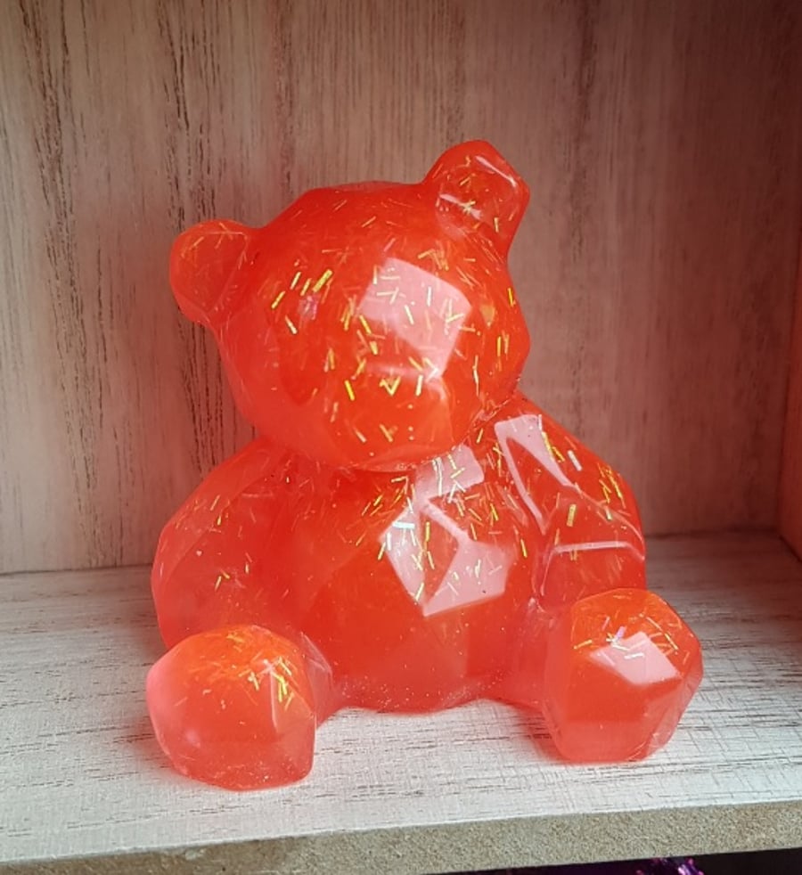 Gorgeous Orange Surprise Resin Bear - Ornament - Figurine - Home Decor.