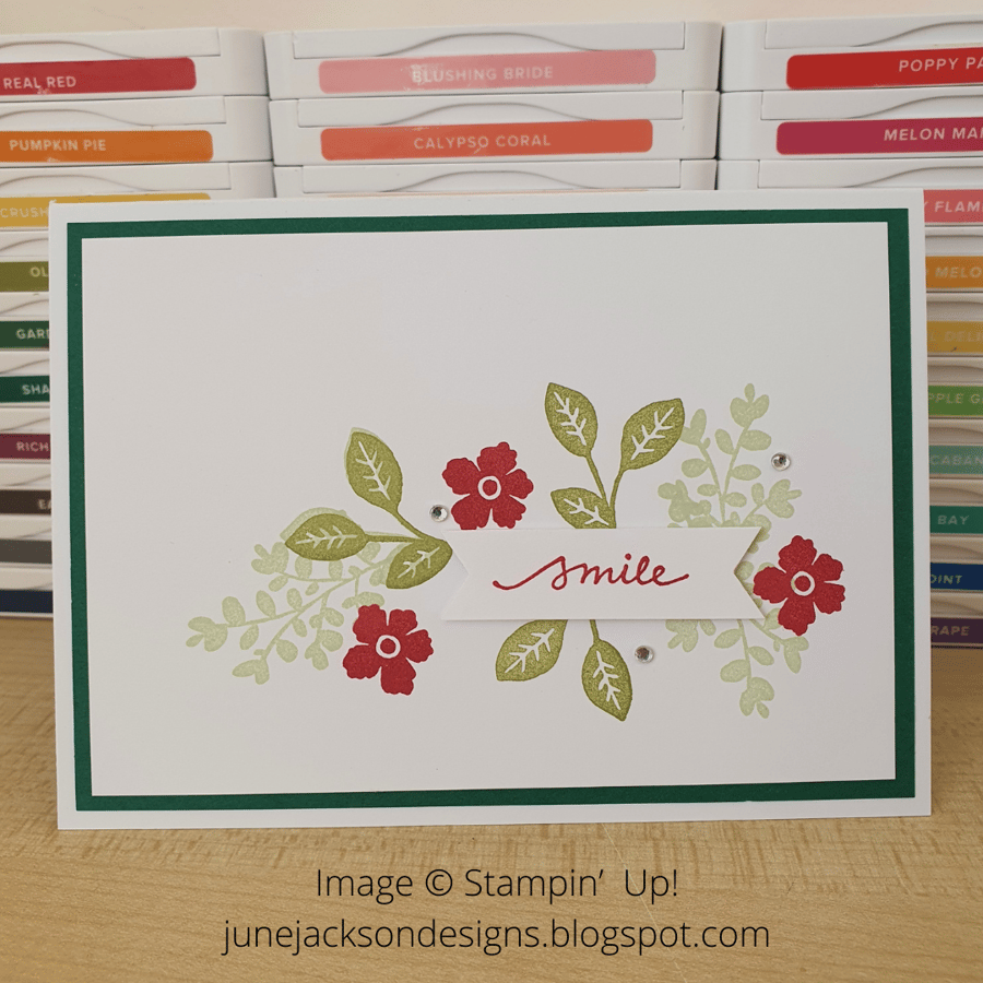 Hand stamped floral greetings card, Lovely You Stampin Up card
