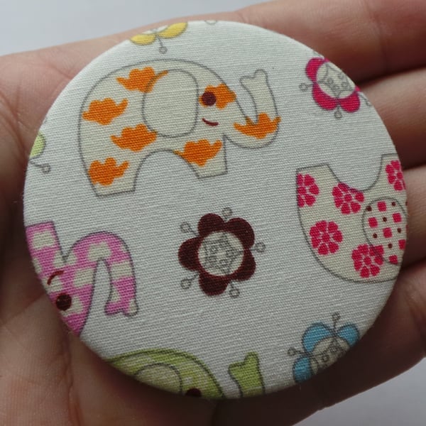 Fabric covered pocket mirror Elephant