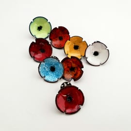 Contemporary Enamel Poppy Brooch