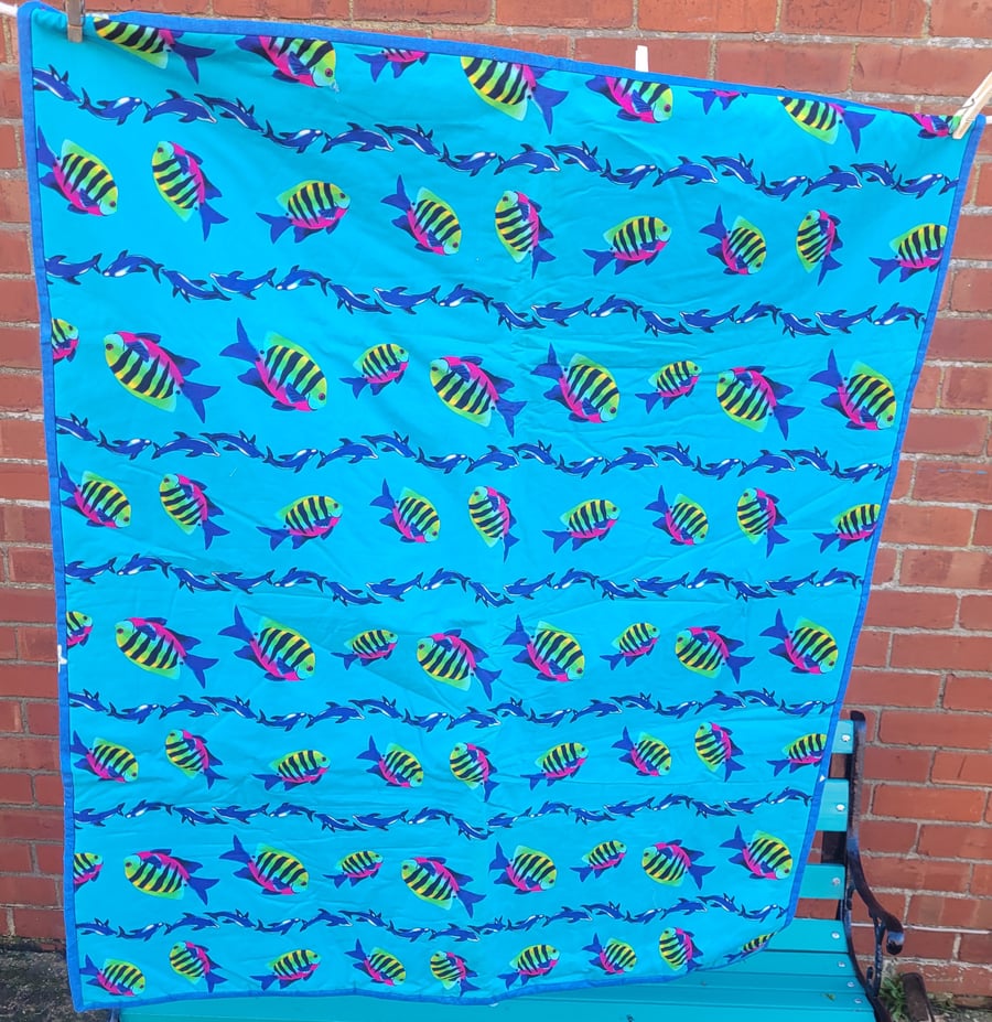 Colourful Fish and Dolphin baby Quilt (61)