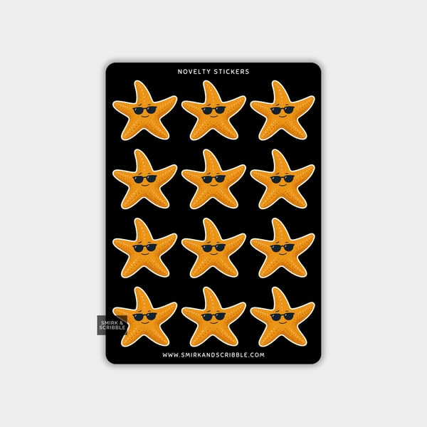 Funny Vinyl Sticker Sheet For Adults - Cute Starfish