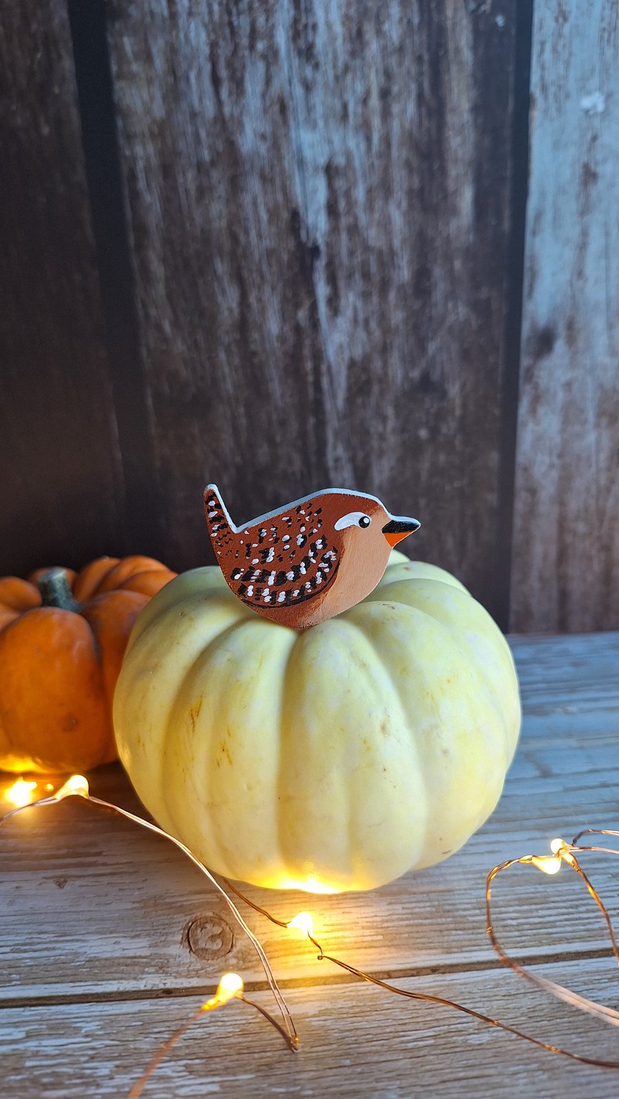 Handmade Wooden Pin - Wren