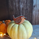 Handmade Wooden Pin - Wren