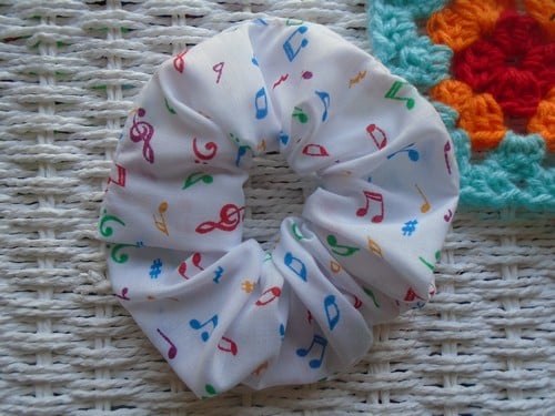 Coloured Notes Hair Scrunchie