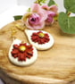 Burgundy Gerbera Earrings - Image 3
