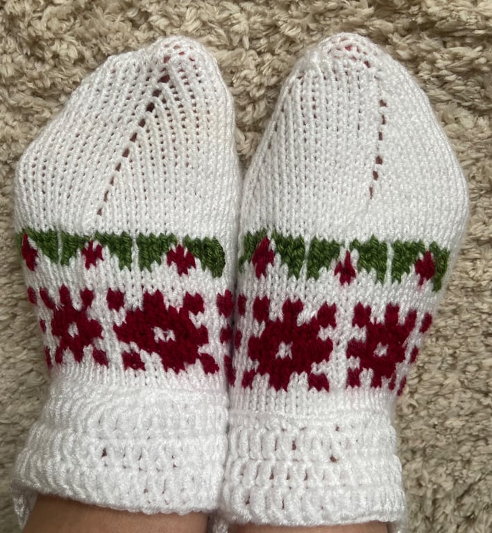 Handmade knitted house slippers 
