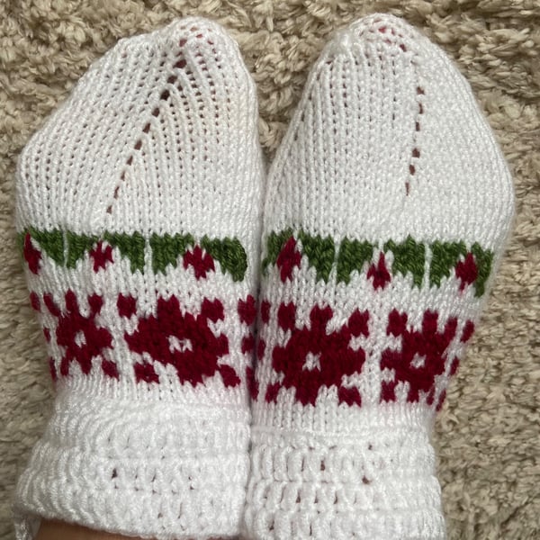 Handmade knitted house slippers 