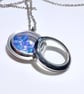 Silver Glass Locket Pendant with Floating AAA Ethiopian Opals