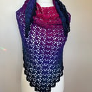 Ladies Crochet Shawl, Pink Shawl, Blue Shawl, Birthday gift, Ladies gift idea
