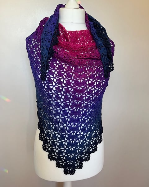 Ladies Crochet Shawl, Pink Shawl, Blue Shawl, Birthday gift, Ladies gift idea