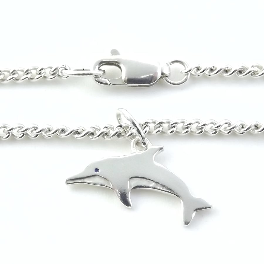 Dolphin Bracelet, Silver Animal Jewellery, Handmade Wildlife Gift for Her