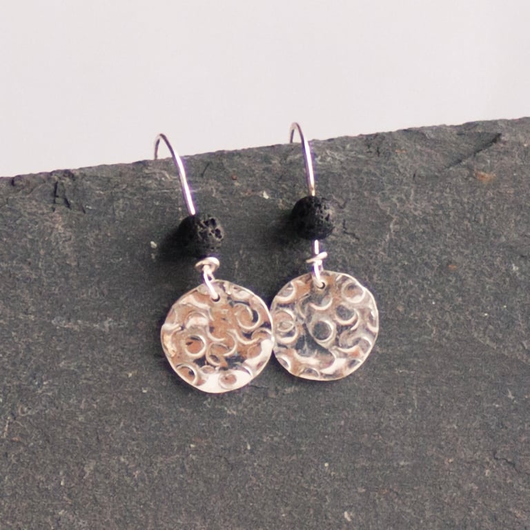 Textured sterling silver earrings