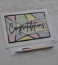 Congratulations Card Modern Contemporary Stripes 3D Luxury Handmade Card - Image 1