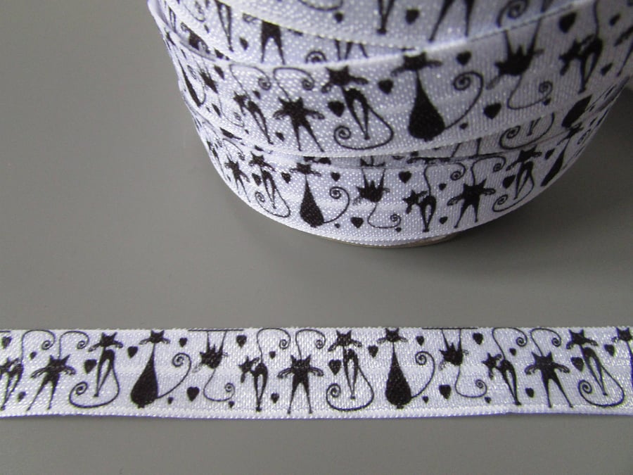 Black Cat Fold Over Elastic x 1 metre