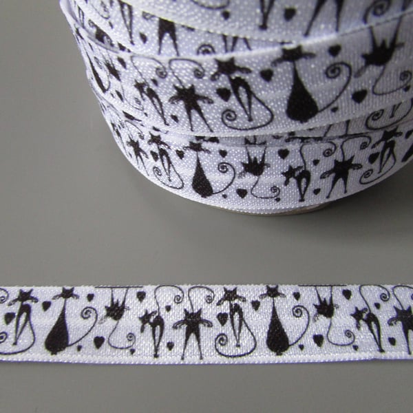 Black Cat Fold Over Elastic x 1 metre