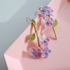 Flower in bloom with leaf and branch dangle earrings, handmade crochet jewellery