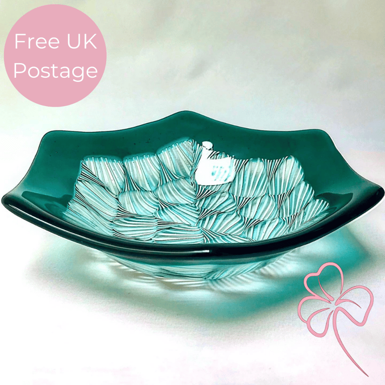 Handmade Art Deco Style Fused Glass Bowl – Geometric Decorative Glassware