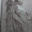 Mari Lwyd drypoint etching