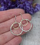 Silver and Gold Hammered 2 Circle Earrings - JBJ1015 - Image 2