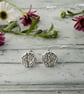 Silver Round Stud Earrings – Textured Round Studs - Image 3