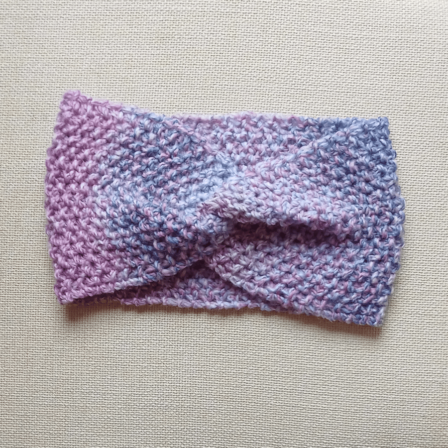HAND KNIT Ladies Blueberry Ice Headband