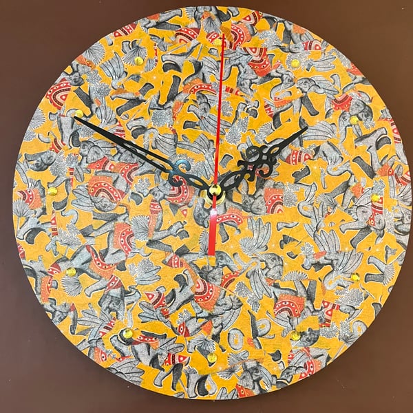 Decoupage Clock - elephant style pattern