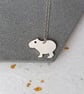 Recycled Sterling Silver Capybara Pendant Necklace – Delicate Handmade Jewellery - Image 1