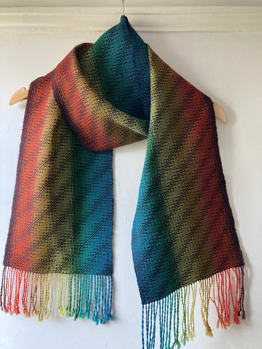 Wye Kingfisher Silk and Cotton Handwoven Scarf