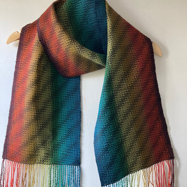 Wye Kingfisher Silk and Cotton Handwoven Scarf