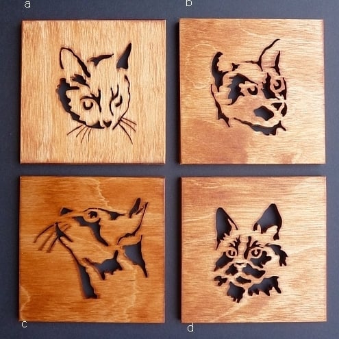 Set of 4 Cat Coasters