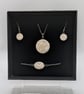 Translucent and white silver Jewelry Set Handmade Polymer Clay Necklace, Earring - Image 1