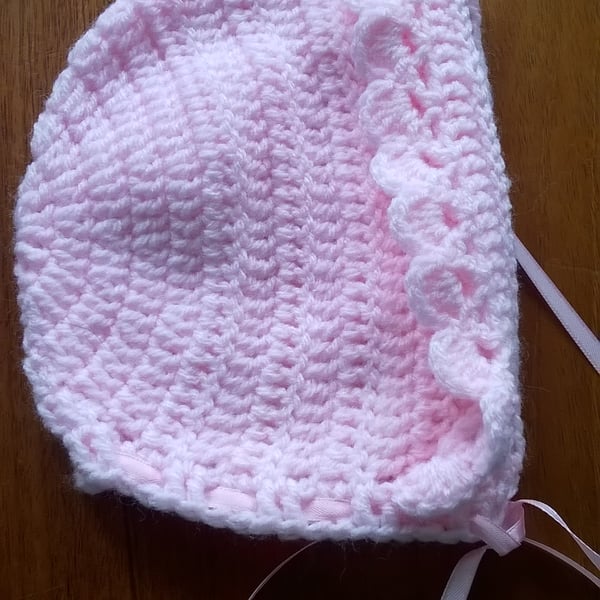 Babies Crochet Pink Bonnet