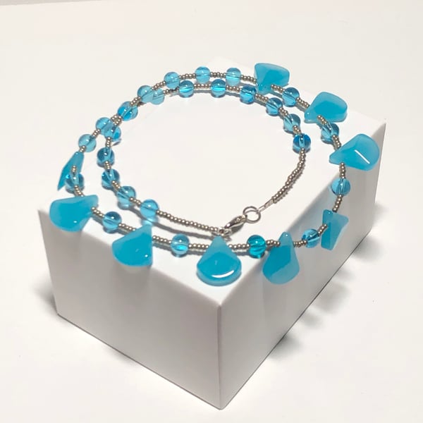 Spearmint blue glass necklace