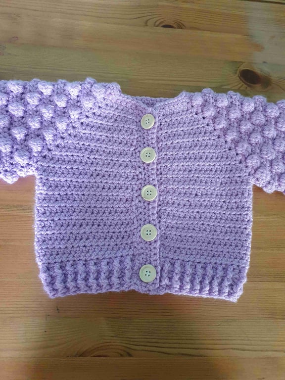 Lilac Crocheted Indy Cardigan - 1-2 years