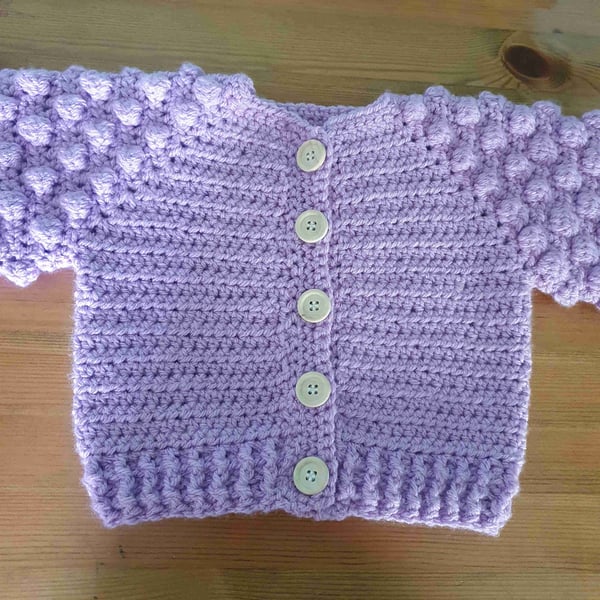 Lilac Crocheted Indy Cardigan - 1-2 years
