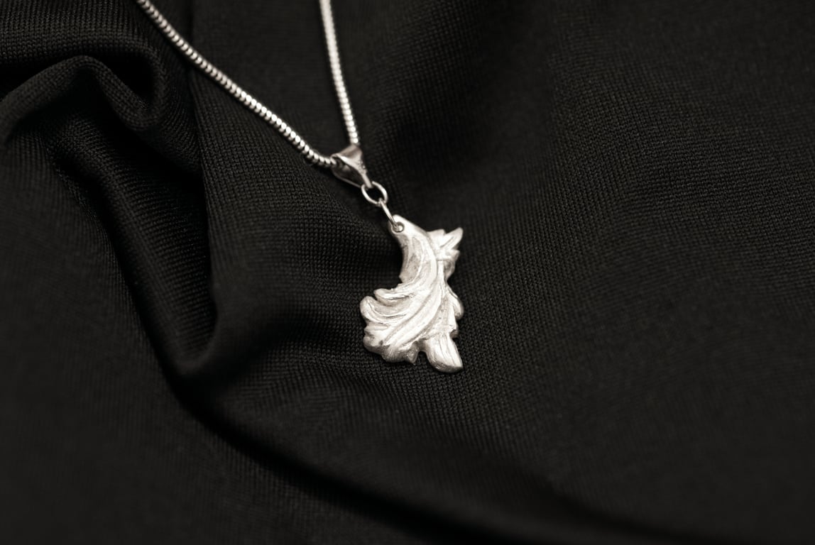 Handmade Fine Silver Acanthus Pendant – Artisan Botanical Necklace Charm
