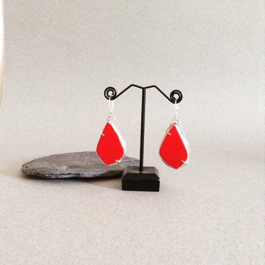Large Red Earrings - Artisan Earrings - Statement Jewellery