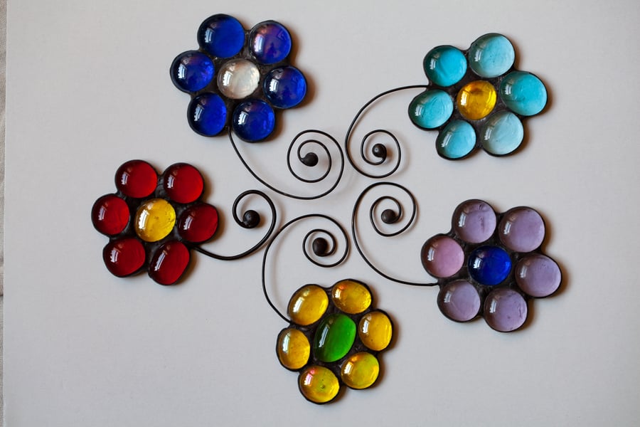 Little flower stained glass suncatcher window decoration