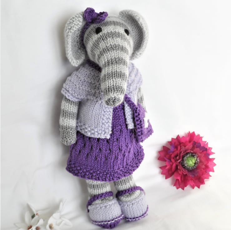Hand Knitted Elephant With Clothes Soft Plush T... Folksy
