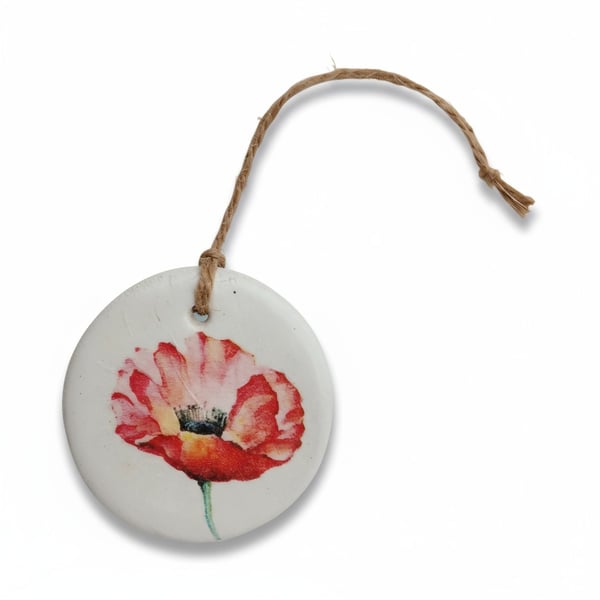 Red Poppy Round Clay Hanging Aromatherapy Diffuser