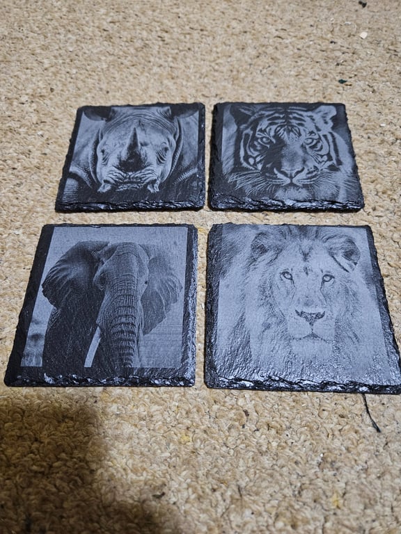 set of 4 wildlife  slate coasters