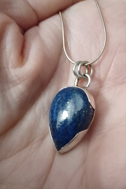 Sterling silver and lapis tear pendant