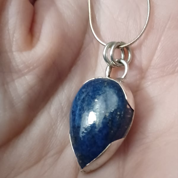 Sterling silver and lapis tear pendant